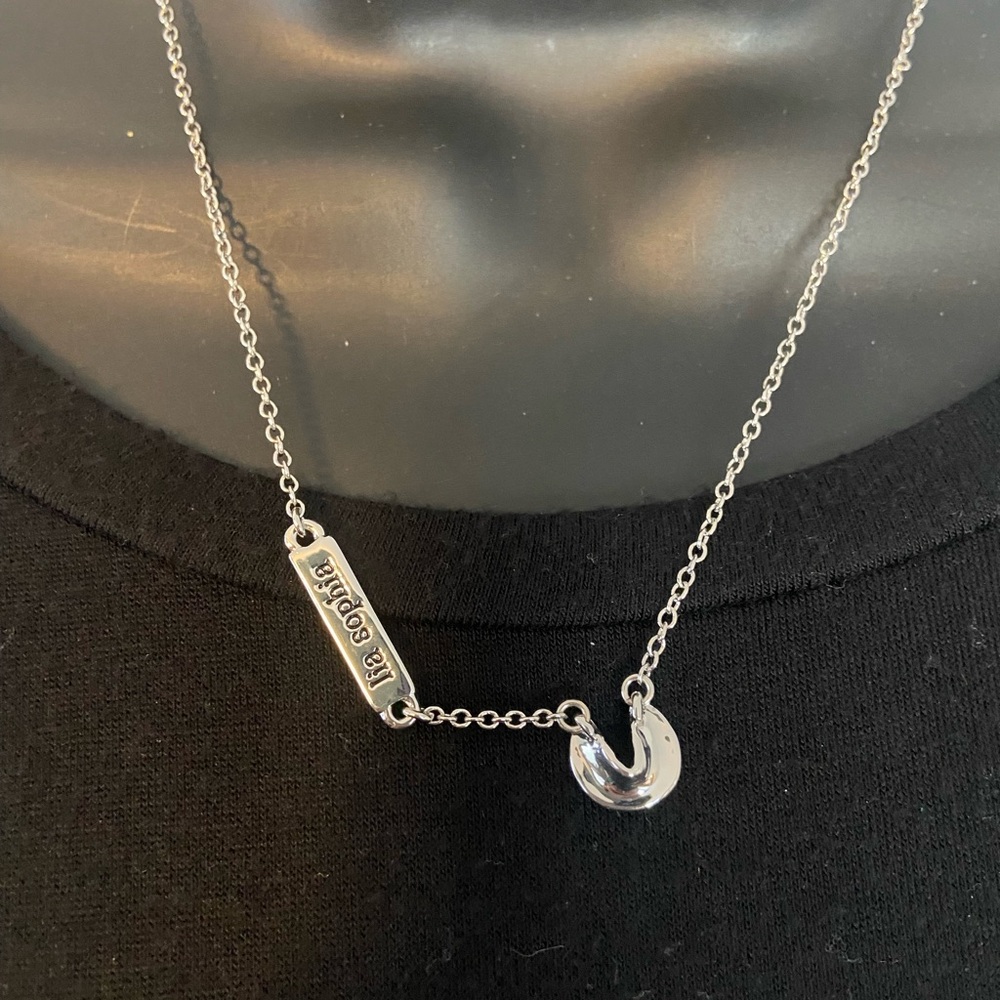 Lia Sophia Fortune Cookie Silver Necklace with Dual Pendants - Picture 2 of 2